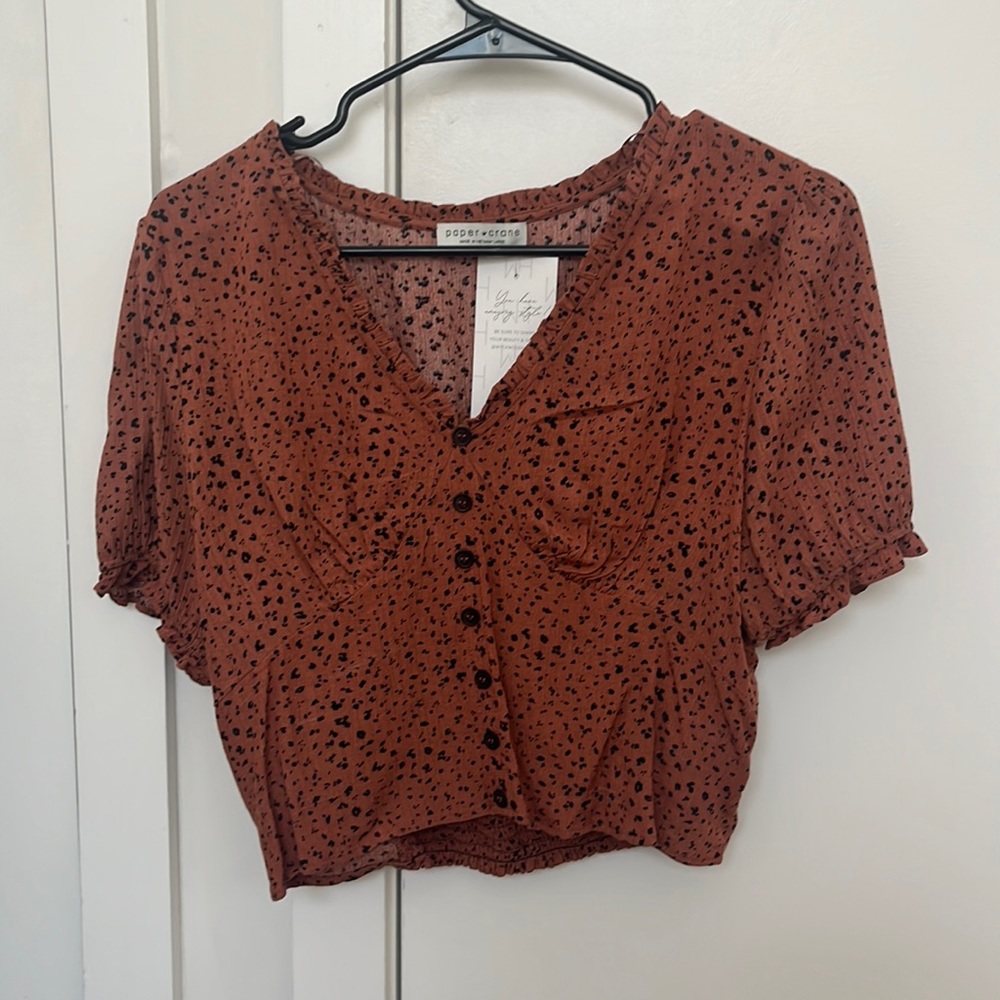 Burnt orange printed crop top